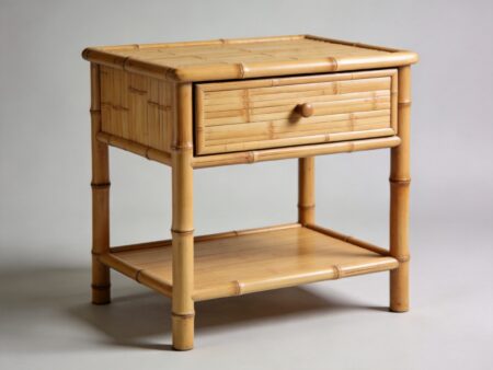 Bamboo Nightstand With Drawer And Shelf